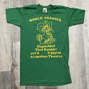 VTG 70s Dagnabbit That Rabbit Green Flock TOOTS Theatre Play Thespian T Shirt